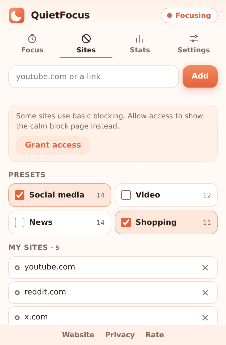 Your block list